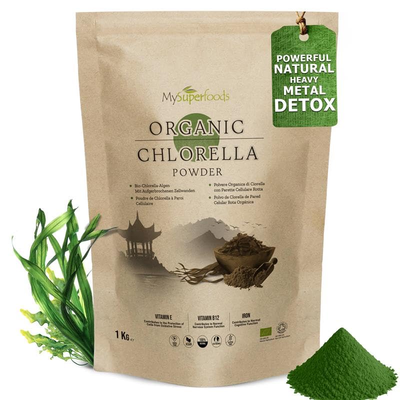 Chlorella Powder | Organic | 1Kg | Cracked Cell Wall | Energy & Natural Detox | High in Vitamin A, B12 & Iron | MySuperfoods