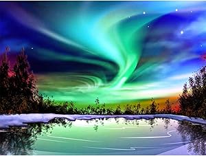DIY 5D Diamond Painting Kits for Adults Full Drill-Northern Lights for Living Room Home Wall Decor 40x30cm
