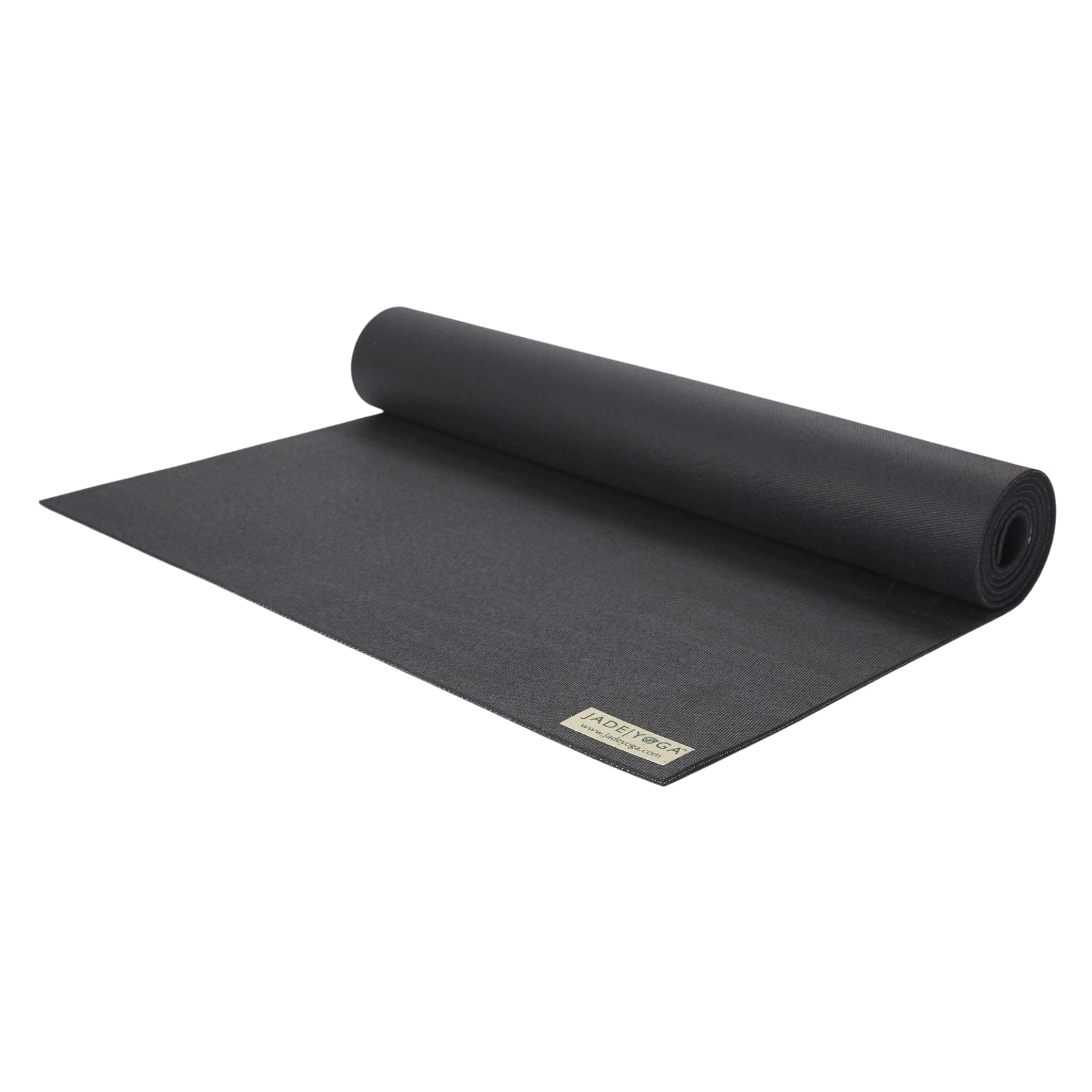 JadeYoga Harmony Yoga Mat - Durable & Thick Gym Fitness Mat, Non-Slip Natural Rubber Yoga Mat - Home Exercise & Stretching Mat, Workout Mat- Yoga, Pilates & Meditation for Women & Men (Black, 68'')