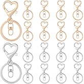 SOFPLATE 1 Box 20Pcs 2 Colors Lobster Clip Key Ring Swivel Snap Hook Clasp Metal Silver Gold Heart Shaped Alloy Extension Chains Trigger Clips Kits Accessories for Car Keys Lanyard Tag Purse DIY Craft