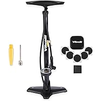 Vibrelli Vibrelli Bike Floor Pump with Gauge - High Pressure 160 PSI - Presta Valve Bike Pump Automatically Switches to Schra