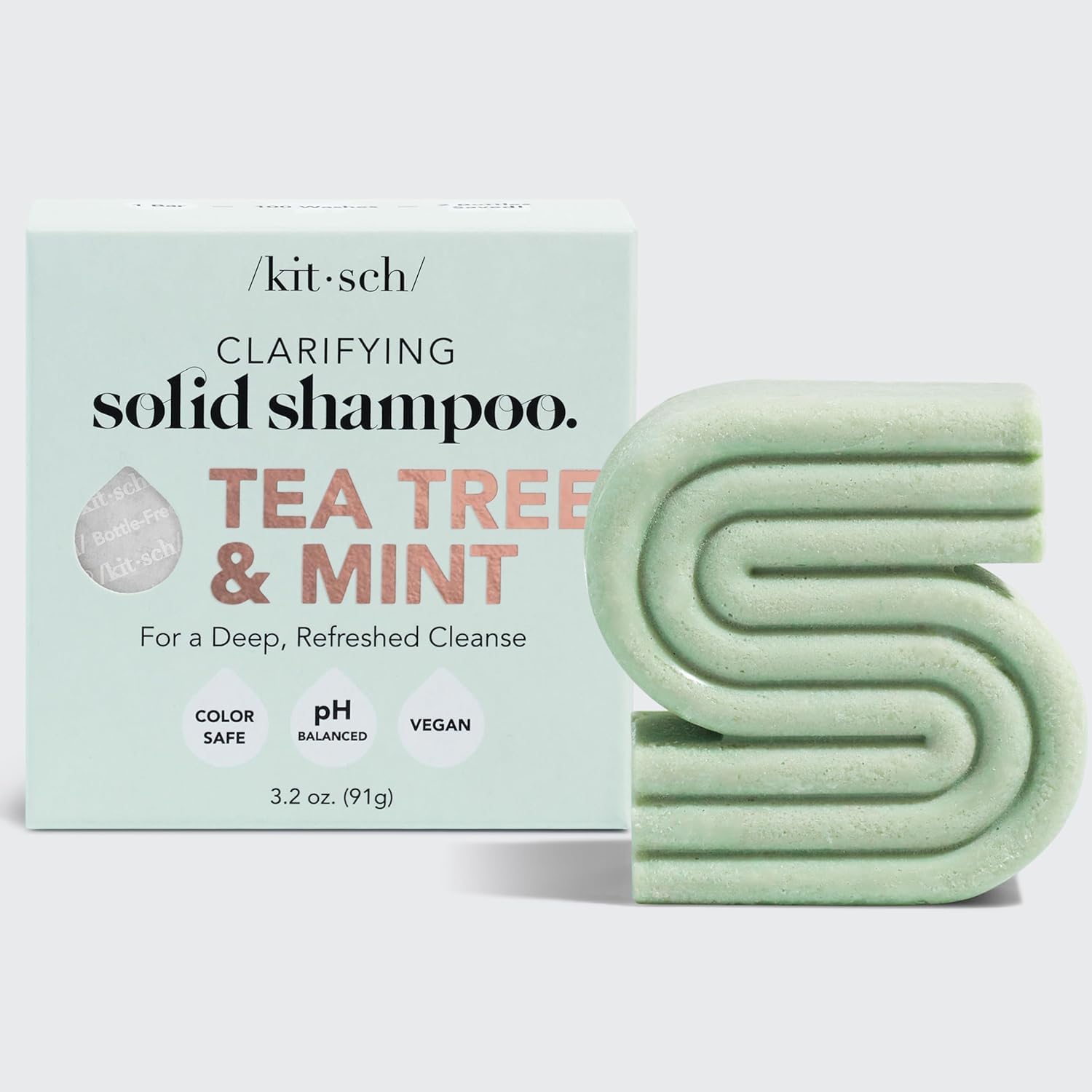 Kitsch Tea Tree & Mint Anti-Dandruff Vegan Shampoo for Itchy Scalp | Made in US | Paraben & Sulfate-Free | 3.2oz
