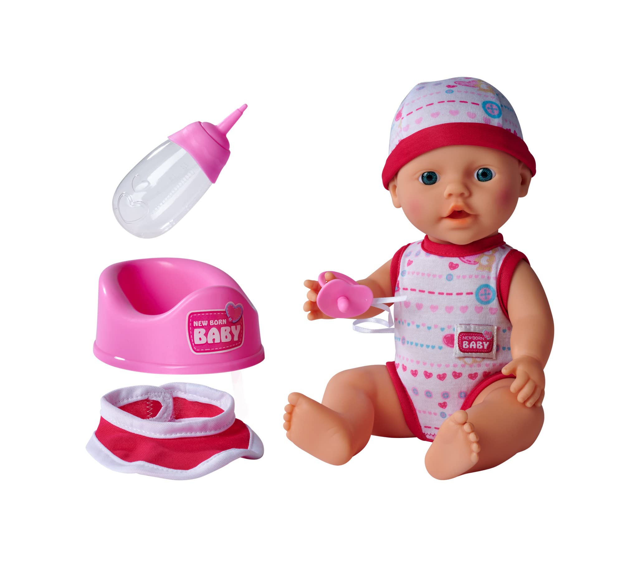 Simba New Born Baby Doll with Drinking and Nappy-Wetting Feature 30 cm with Accessory