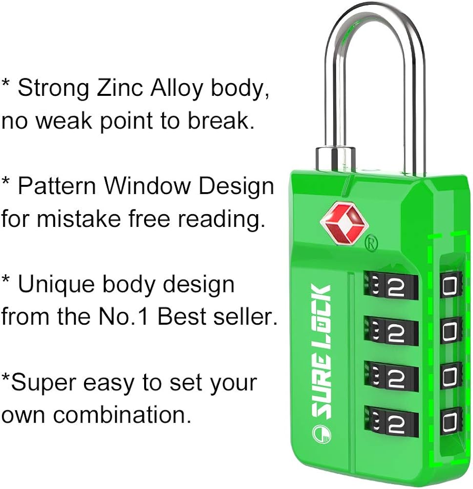  | TSA Approved Travel Luggage Locks, Open Alert Combination Lock for School Office & Gym Locker, Toolbox, Pelican Case, Green 1 Pack | Luggage Locks