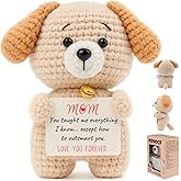 POIVOCF Gift for Mom from Daughter or Son – Handmade Crochet Puppy Dog Plush with Funny Message Card – Cute Mother’s Day, Birthday, Christmas, Valentine’s Day(Mom Gift)