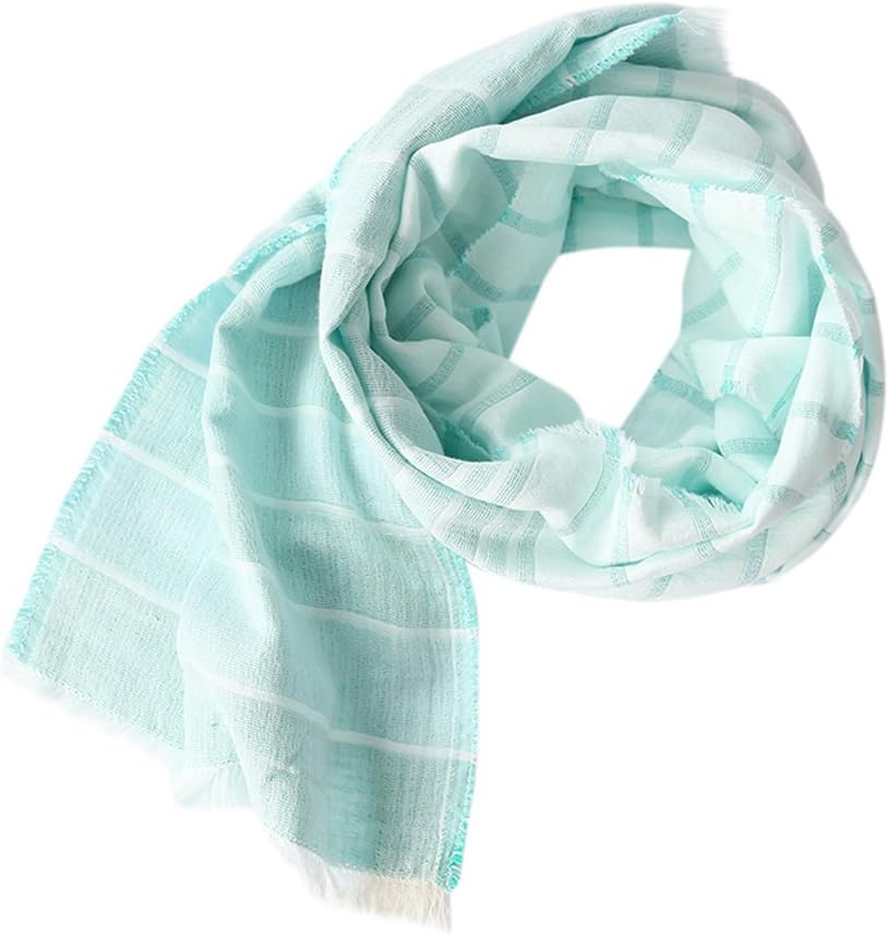Cotton Striped Shawl Scarf Super Soft Long Lightweight Scarves For Women and Men (Small Size Mint)