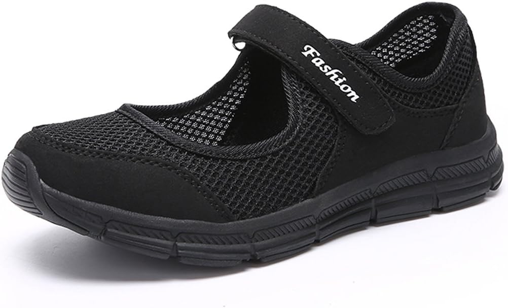 Orlancy Women's Mesh Breathable Wedge Platform Strap Buckle Casual Fittness Slip On Sneakers