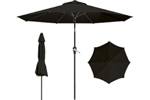 AreShark 10 FT Patio Umbrella for Outdoor, Outdoor Table Umbrella with Push Button Tilt and Crank, Outdoor Patio Umbrellas with 8 Sturdy Ribs, Patio Umbrellas for Market, Garden, Pool (Black)