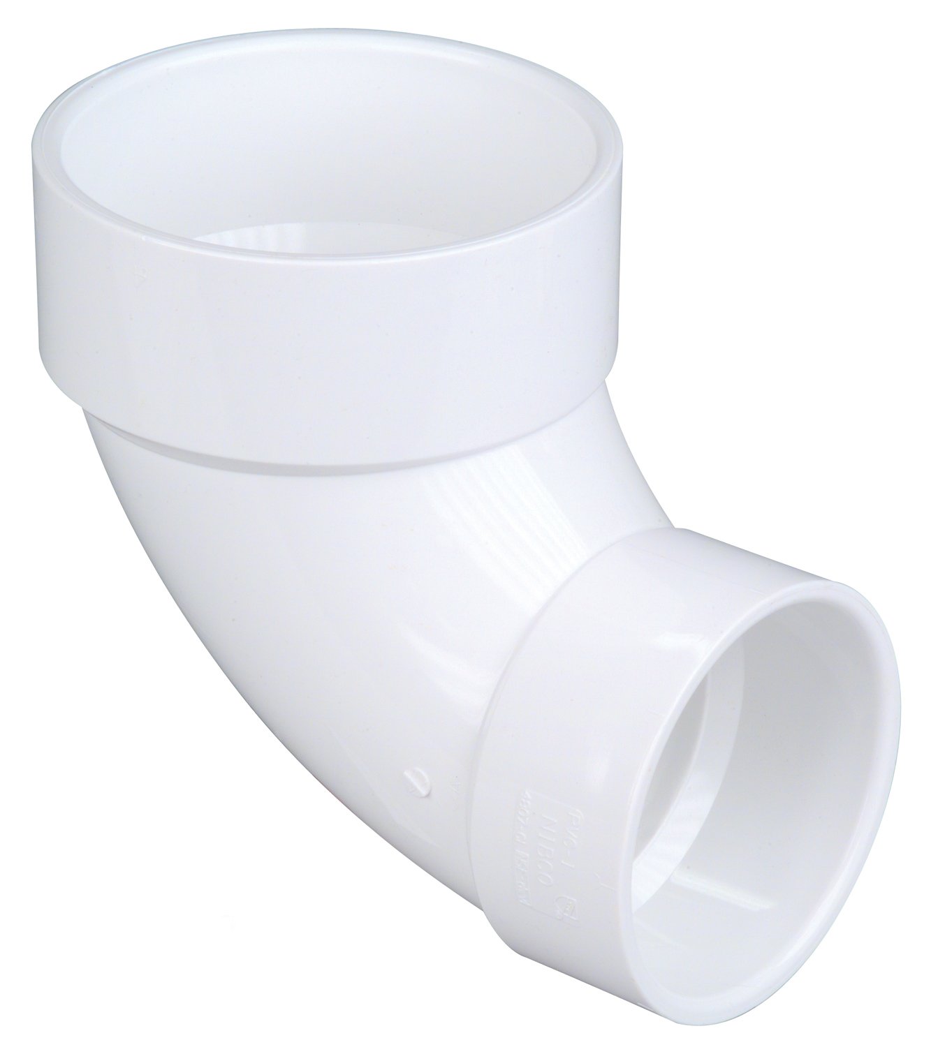 NIBCO 4807CL Series PVC DWV Pipe Fitting, 90 Degree Elbow, 4 x 3 Hub