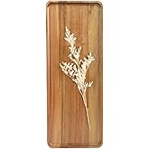 1 pcs 14"x5.3" Solid Acacia Wood Serving Tray Rectangular Wooden Serving Platter Natural Wooden Board for Bar Coffee Party