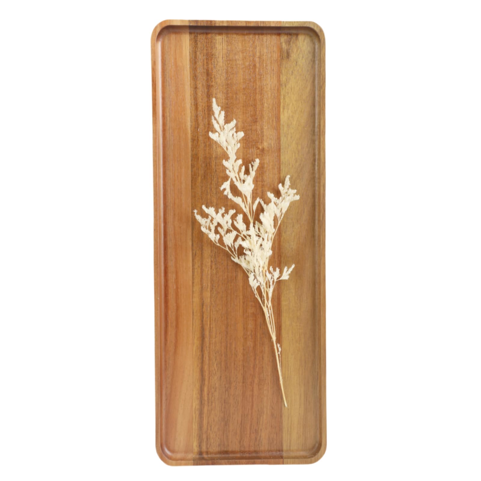 Photo 1 of 1 pcs 14"x5.3" Solid Acacia Wood Serving Tray Rectangular Wooden Serving Platter Natural Wooden Board for Bar Coffee Party