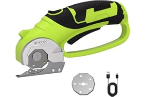 EVCITN Cordless Electric Scissors,4V Rechargeable Electric Box Cutter for Cardboard, Heavy Duty Cardboard Cutter for Fabric,Rotary Cutter with LED Light for Crafts Leather, Plastic or Carpet,Green