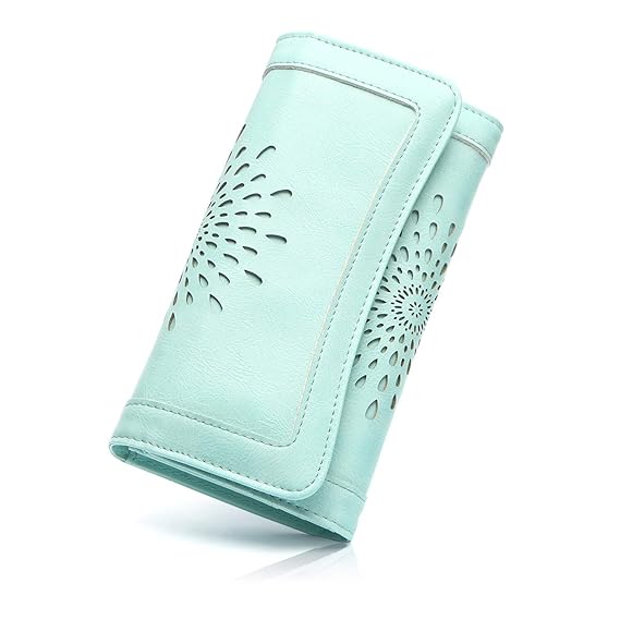 APHISONUK Damen Elegant PU Leder Geldbörse mit Vintage Design Damen Portemonnaie Geldbeutel, Damengeldbörse lang,Portmonee mi