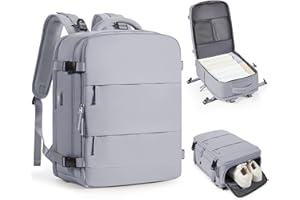 COOFAY Travel Backpack Carry on Flight Approved Mochila De Viaje Personal Item Travel Bag Large Backpack for Travel Backpacks for Men Women Carry on Backpack for Airplanes 18x14x8 Inches Travel Bag Grey