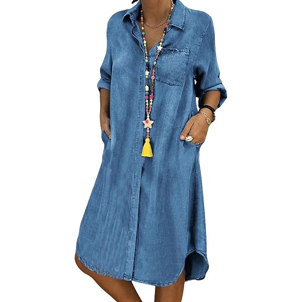 denim frayed shirt dress FRAYED HEM DENIM SHIRT DRESSS S / MED.WASH