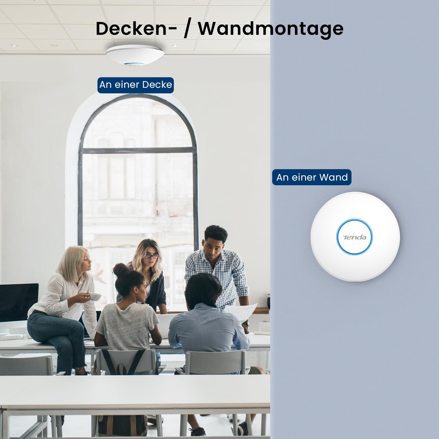 Tenda i27 AX3000 WiFi 6 Access Point (802.11ax Dualband, 1x GB PoE LAN-Port, WPA3 Sicherheit, Mehrere SSIDs, Verwaltbar über APP oder Weboberfläche, 802.3at PoE+ Powered, inkl. Netzteil) 5