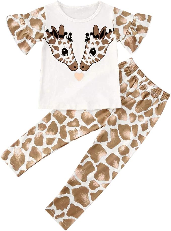 Little Kids and Toddler Baby Pajamas Giraffe Short Sleeve Cotton
