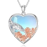 OUTANG Moonstone Turtle Necklace for Women 925 Sterling Silver Heart Sea Turtle Pendant Necklace Moonstone Jewelry Gift for Her