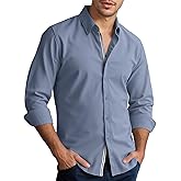 Men’s Casual Untucked Button Down Shirt Long Sleeve Stylish Business Casual Dress Shirts