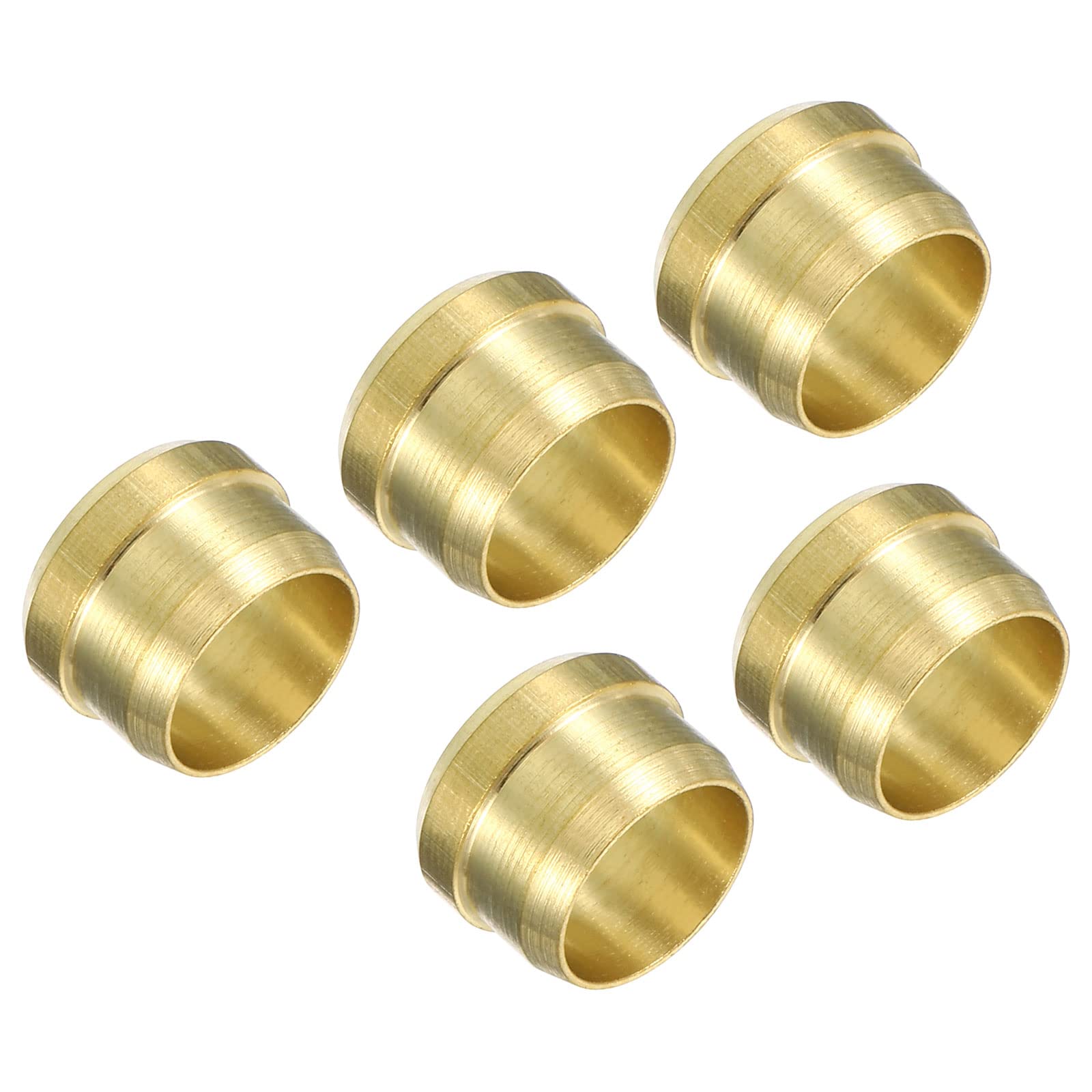 PATIKIL 10mm Tube OD Brass Compression Sleeves Ferrules 5 Pack Brass Compression Fitting Assortment Kit