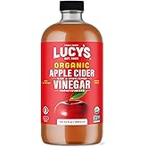 Lucy's Family Owned - USDA Organic NonGMO Raw Apple Cider Vinegar, Unfiltered, Unpasteurized, With the Mother, 34oz GLASS Bot