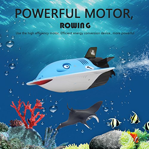 YIFAN Remote Control Submarine, Kids Adults Mini High-Speed Series RC Boat for Pool and Lakes Outdoor Use, 4.3"x3.1"x1.6"(Manta Ray Shape, Blue)