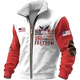 Men's Vintage USA 250th Anniversary 1776 2026 Fur Collar Zip-Up Sweatshirt