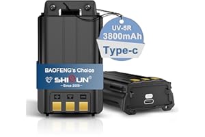 SHIQUN UV-5R Battery Enlarge Rechargable Type-c Charger 3800mAh BL-5 for Walikie Talkie BF-F8HP UV-5RE RD-5R UV-5RTP UV-5X3 USB-C Ham Radio Accessories (BL-5L BAOFENG Battery Series)