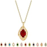 LOUHCY Birthstone Necklace for Women, Dainty 14K Gold Plated Oval Zircon Pendant Necklaces Simple Gold Necklaces for Women Birthday Gifts for Mom Wife