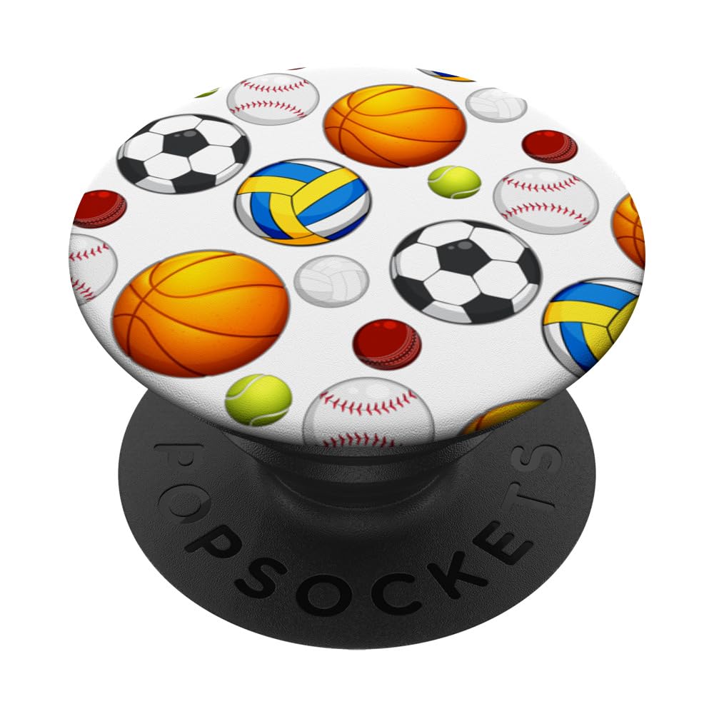 Kids Cute Sports Cartoon Pattern Graphic Color Background PopSockets Swappable PopGrip