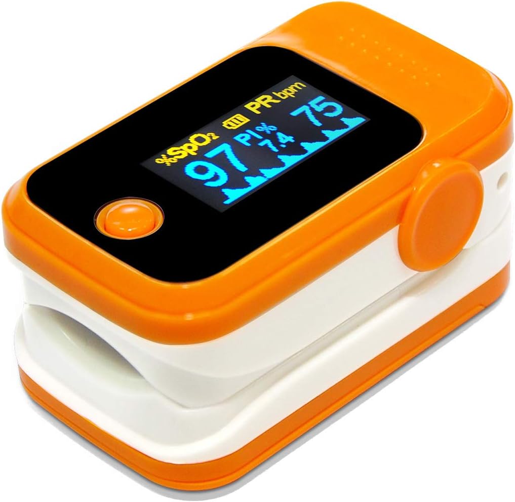 UTK Finger Pulse Oximeter, Blood Oxygen Saturation, Athletic and Aviation Pulse Oximeters, PI, Batteries and Lanyard (Random Color)