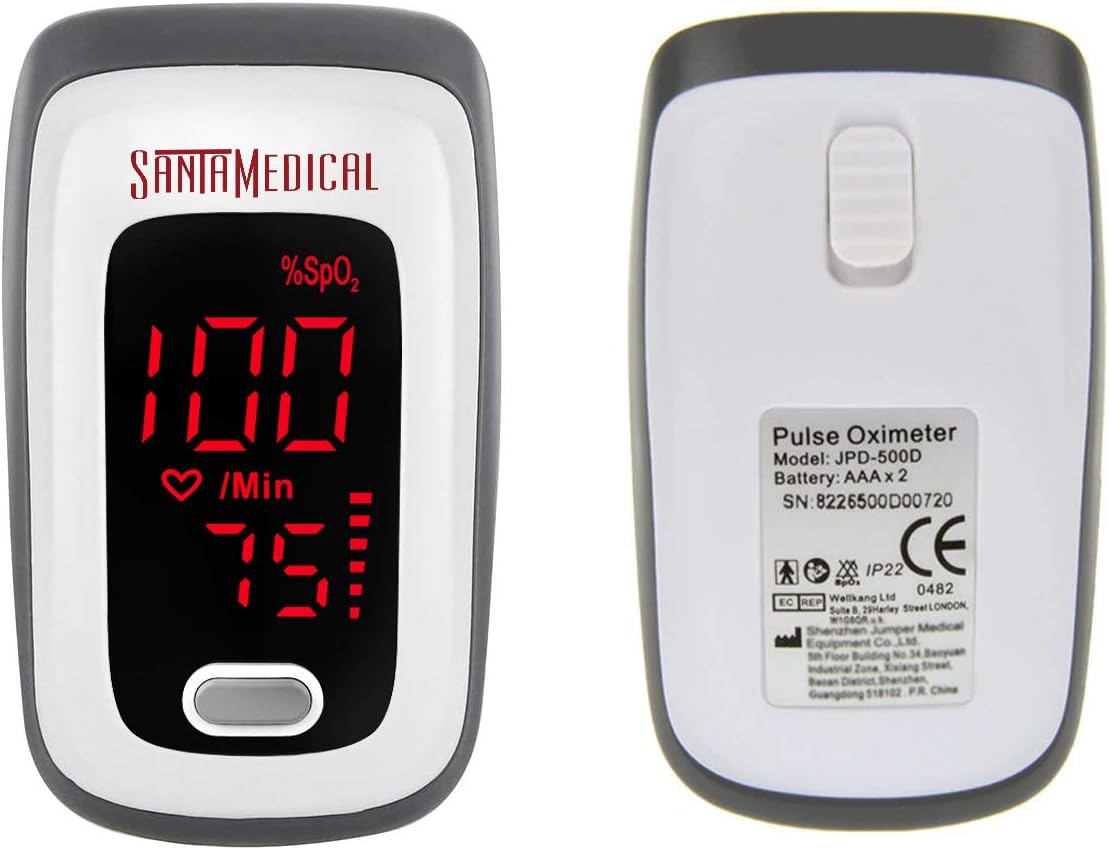 Fingertip Pulse Oximeter, Blood Oxygen Saturation Monitor (SpO2) with Pulse Rate Measurements and Pulse Bar Graph, Portable Digital Reading LED Display, Batteries and Carry Case Included: Health & Personal Care