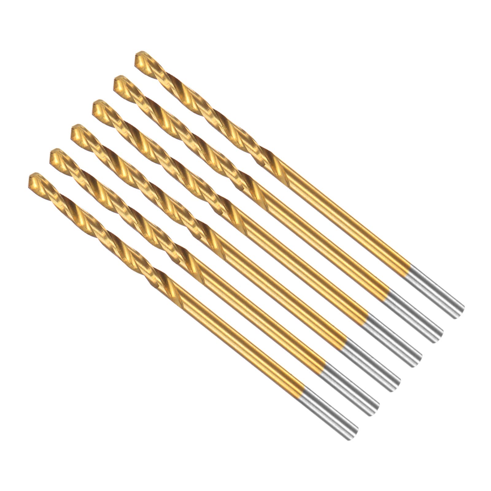 CoCud Twist Drill Bits, 1.9mm Drilling Diameter, Titanium Coated High Speed Steel 6542 Straight Round Shank - (Applications: for Stainless Steel Alloy Metal), 6-Pieces