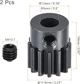 sourcing map 2Pcs 32P 13T Pinion Gear 5mm Shaft Carbon Steel RC Car Boat Drone view 2