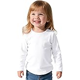 Witwot Toddler Girl Long Sleeve Shirts Soft Cotton T-Shirts Baby Girls Crewneck Basic Tees Tops for 18M-5T