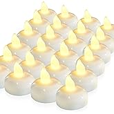Homemory 200 Hours 24 Pack Flameless Floating Candles, Warm White Led Flickering Tealight Candles in Bulk, Decor for Wedding, Party, Centerpiece, Pool, Christmas
