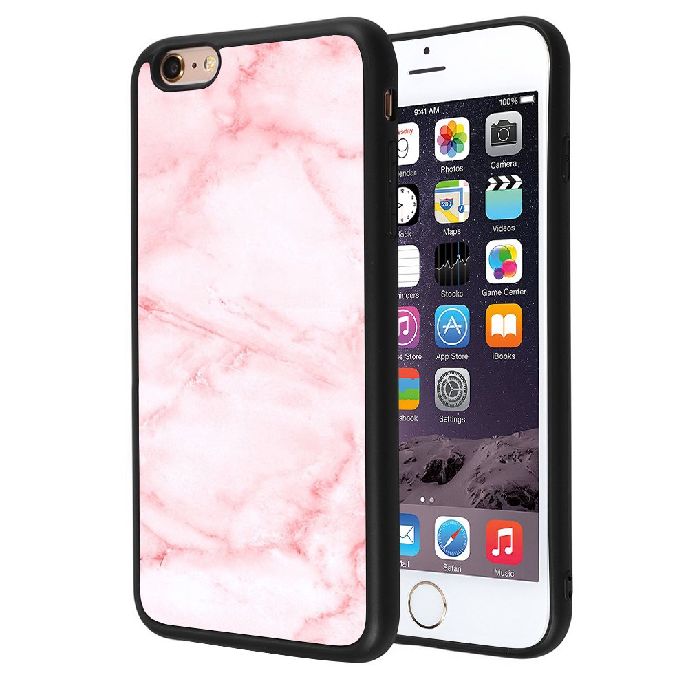 Marble iPhone 6S/6 Case, Pink Marble Silicone Case With Holder Stand For iPhone 6S/6 Case, HQbox anti-fade Shockproof Bumper TPU Black iPhone 6s 6 Case For Young Girls And Boys