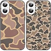 Yomjew 2 Pack Army Brown Camo Phone Case for iPhone 16 6.1 inches, Cool Durable Pattern Flag Anti-Scratch Soft Slim Flexible Protective Shockproof TPU Funda Cover for Men Boys