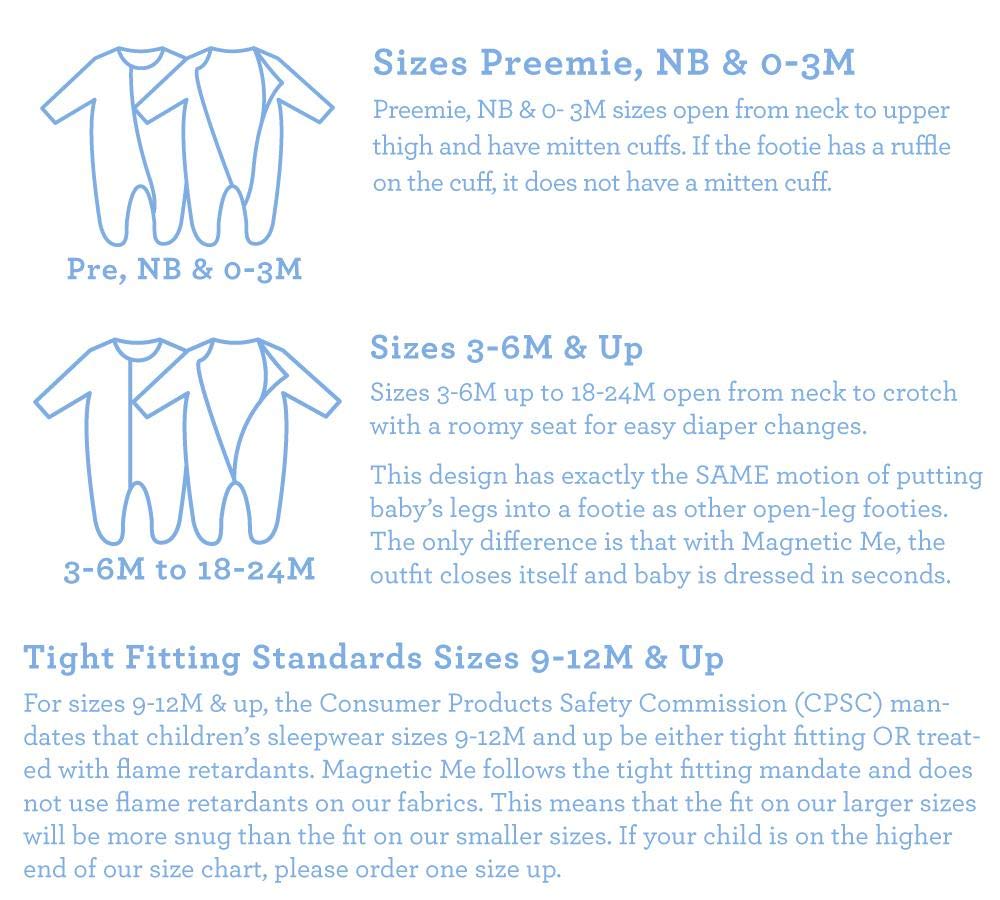 Magnificent Baby Magnetic Me Footie Pajamas Soft Modal Baby Sleepwear with Quick Magnetic Fastener | Boys and Girls Sleeper Preemie-24 Months