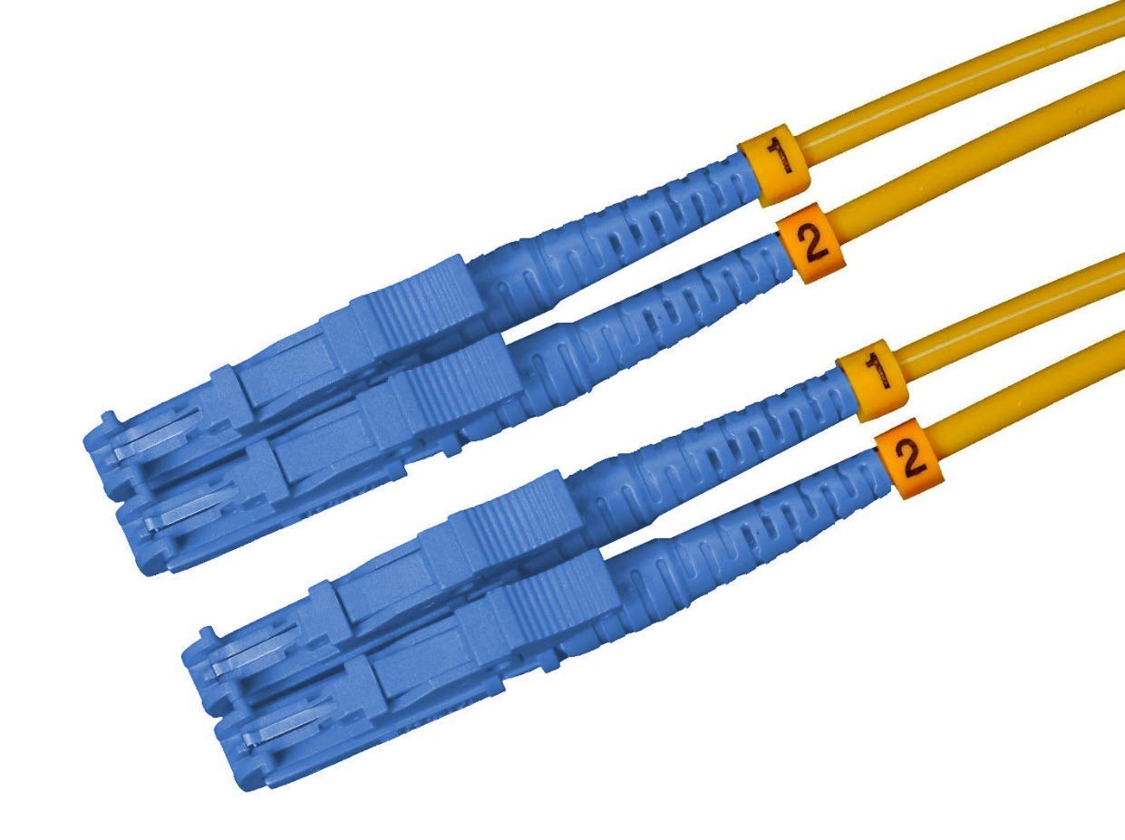 CONBIC LWL fiber optic cable – 1m OS2 yellow, E2000/UPC to E2000/UPC connector, duplex 9/125 patch cable – fiber optic cable 1 meter