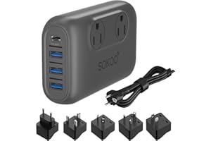 SOKOO 230-Watt Step Down 100-220V to 110V Voltage Converter, International Power Converter/Travel Adapter- Use for EU/UK/AU/US/India More Than 150 Countries, USB Quick Charger 3.0 Grey