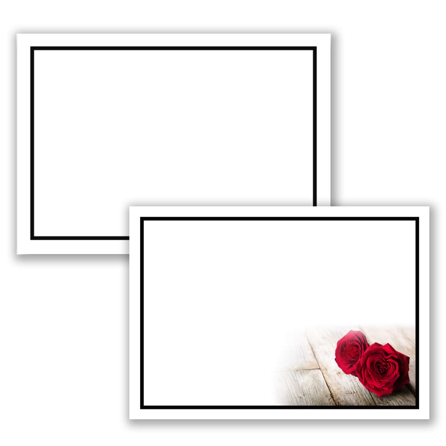 Mourning papers by GUSTAV NEUSER 25 x set of mourning single cards DIN A6 + mourning envelopes DIN C6 motif black mourning frame with roses 10.5 x 14.8 cm printable condolence set for thank you mourn