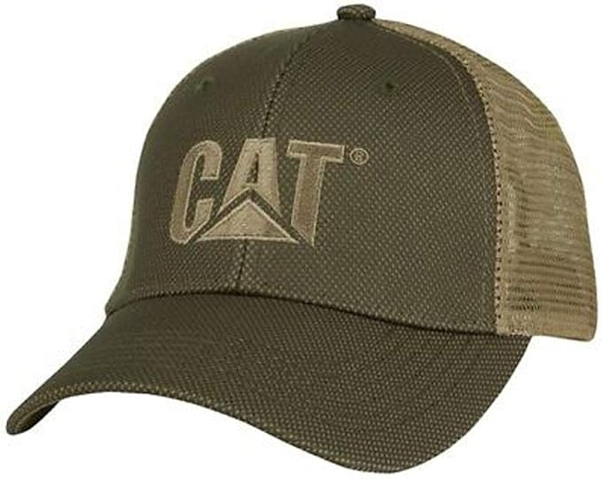 CAT Caterpillar Olive Green Hat w/Tan Summer mesh Overlay