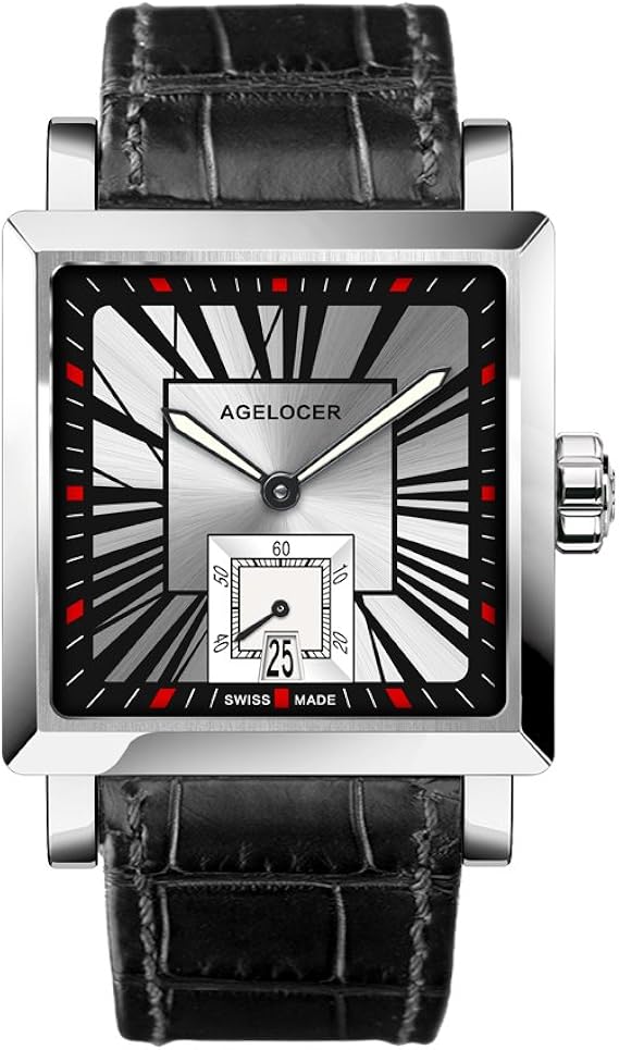 Amazon Agelocer Fashion スクエアウォッチ 男性腕時計 日付表示 3301a1 メンズ腕時計 腕時計 通販