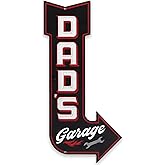 Dad's Garage Curved Arrow Metal Sign - Fun Vintage Garage Sign for Dad - Great Gift Idea