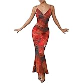 Milumia Women's Two Piece Skirt Set Spaghetti Strap Cami Top and Fishtail Maxi Skirt Vacation Outfit