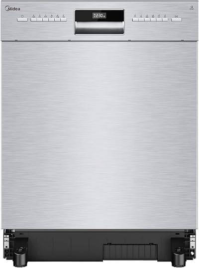 Midea Geschirrspüler Unterbau MDWEU1435XSS-W, 14 Maßgedecke, Spülmaschine 60 cm Teilintegrierbar mit WIFI, Extra Trocknung, 7 Programme, 47dB, 0-24h Startzeitverzögerung, Inox