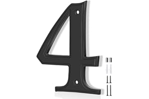 House Numbers 4, Emotionlite House Address Numbers, Black Large Modern House Numbers for Outside, Metal Mailbox Number, 5" Zinc Alloy Style