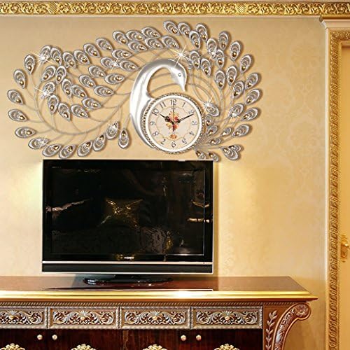 WEEDAY Peacock Mute Cross Section Wall Clock, metal Shell/glass Mirror/frosted glass Dial/AA carbon battery(not included) Clock and watch -by TIANTA (Color : # 7)