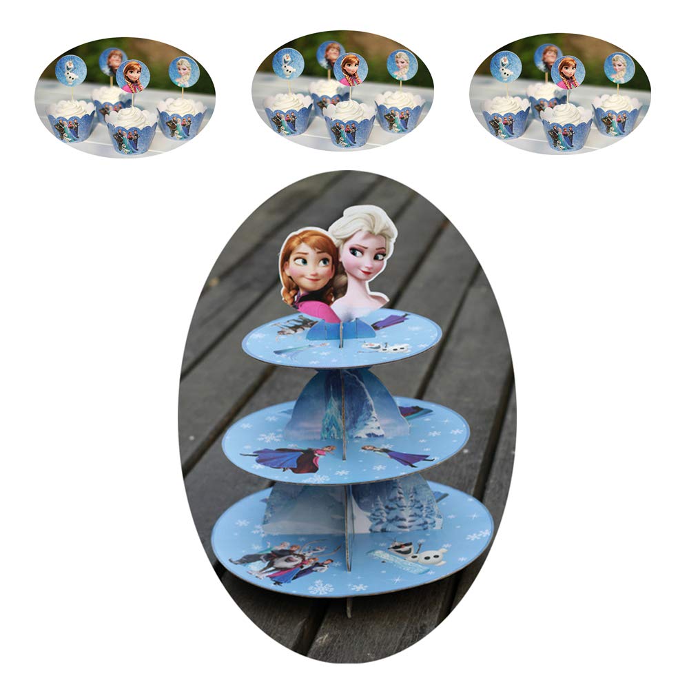 Buy 3 Tier Frozen Cupcake Stand Frozen Cake Toppers and Wrappers of